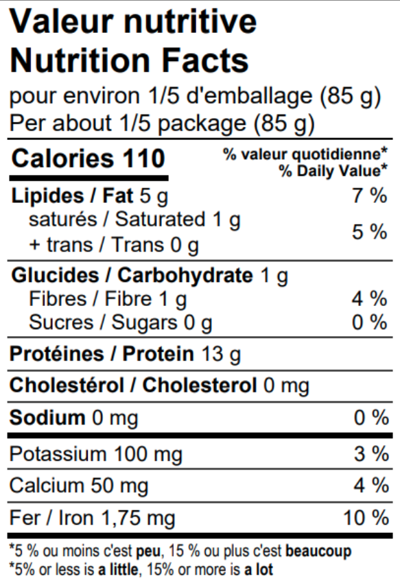Valeurs nutritives